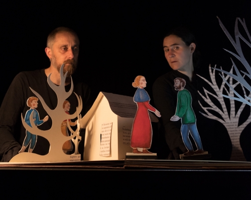 Märchenwald, La forêt des contes, spectacle bilingue franco-allemand, spectacle contes  frères Grimm, spectacle théâtre de papier