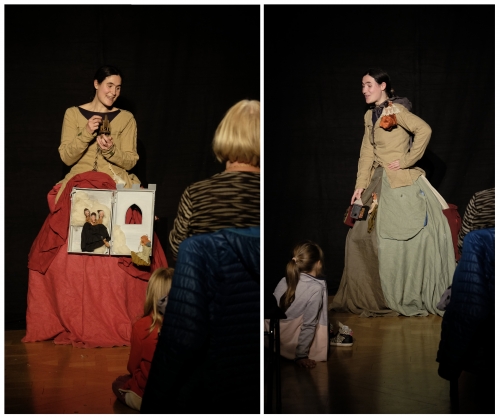 Contes textiles, De fil en aiguille, Contes sur robes, marionnettes sur robes, contes des frères Grimm, Cie ABOUDBRAS, médiathèque Rambervillers